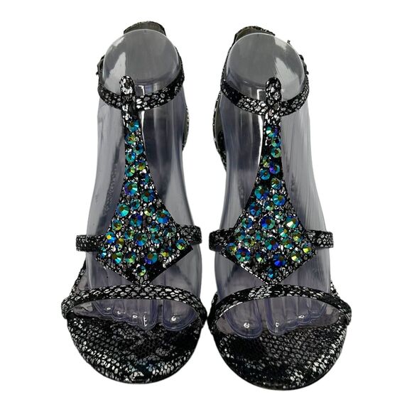 CARLOS SANTANA‎ Starlet Gladiator Black Glitter Crystal Sandals Shoes Size 8 - Picture 10 of 10